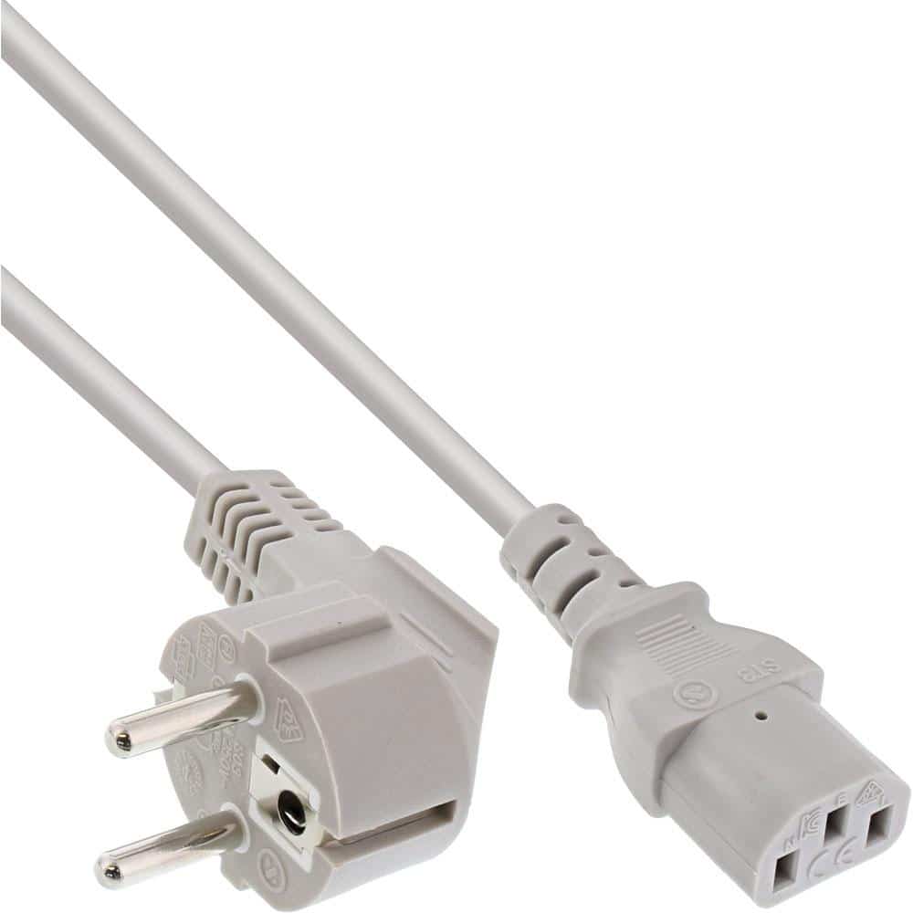 Cablu de rețea extra lung/colorat, contact de protecție înclinat către fișa IEC C13