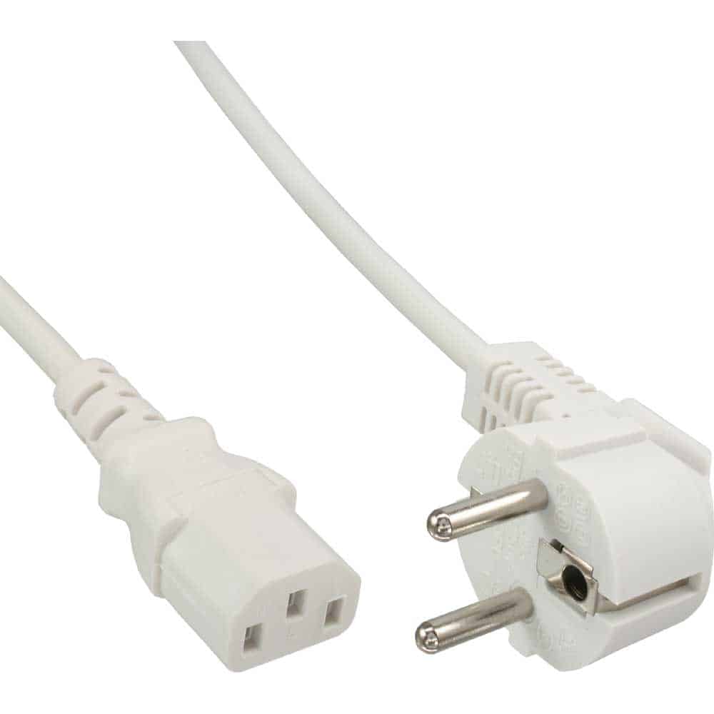 Cablu de rețea extra lung/colorat, contact de protecție înclinat către fișa IEC C13