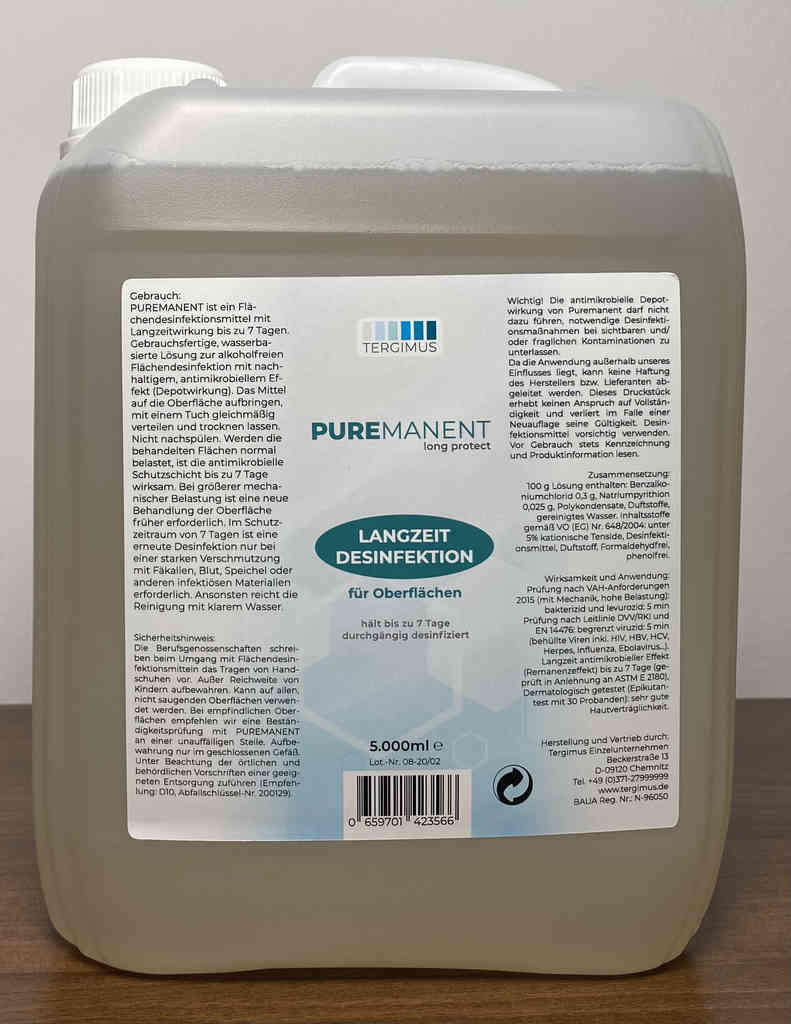 TERGIMUS Puremanent Long Protect dezinfectant de suprafață pe termen lung TERGIMUS Puremanent Long Protect